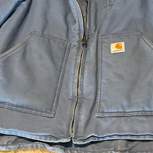 *Rare Carhartt Light Blue Sandstone Canvas Sherpa Coat - Picture 9 of 10